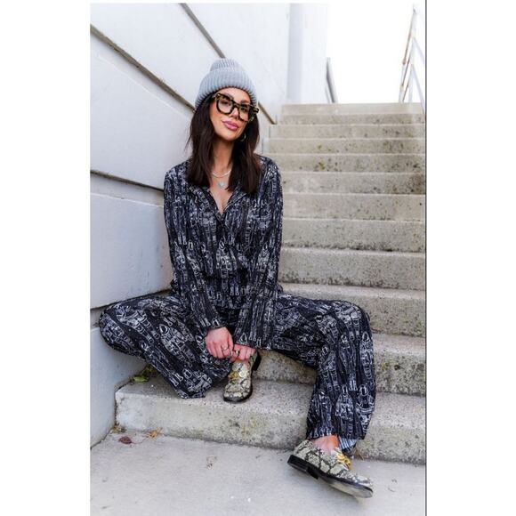 Dressed In LALA NEW Interstellar Astronauts LS Shirt & Pants Plissé Set Small - Picture 1 of 8